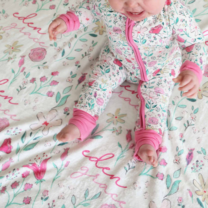 Paris Petals Personalized Kids Blanket