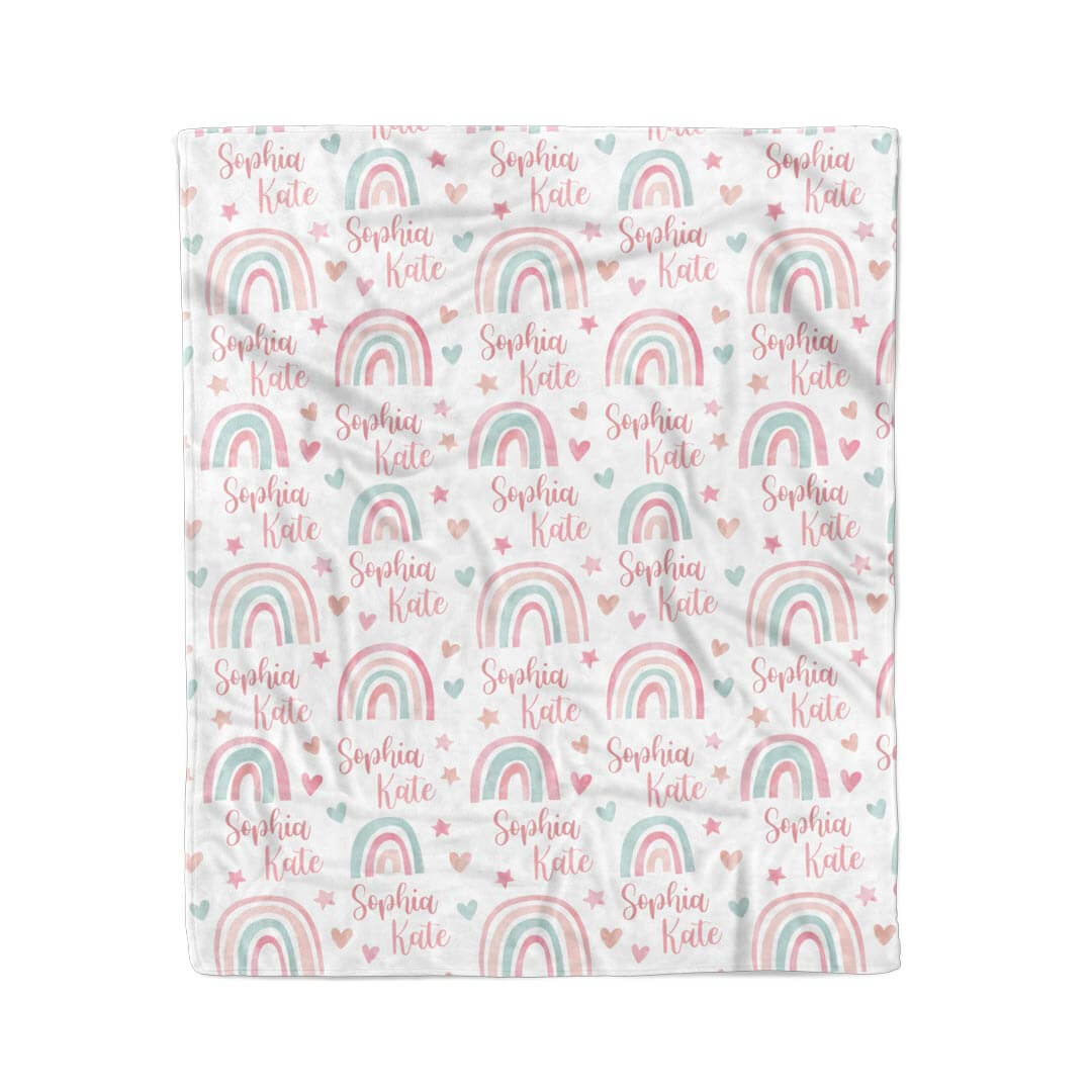 Pastel Rainbow Personalized Kids Blanket