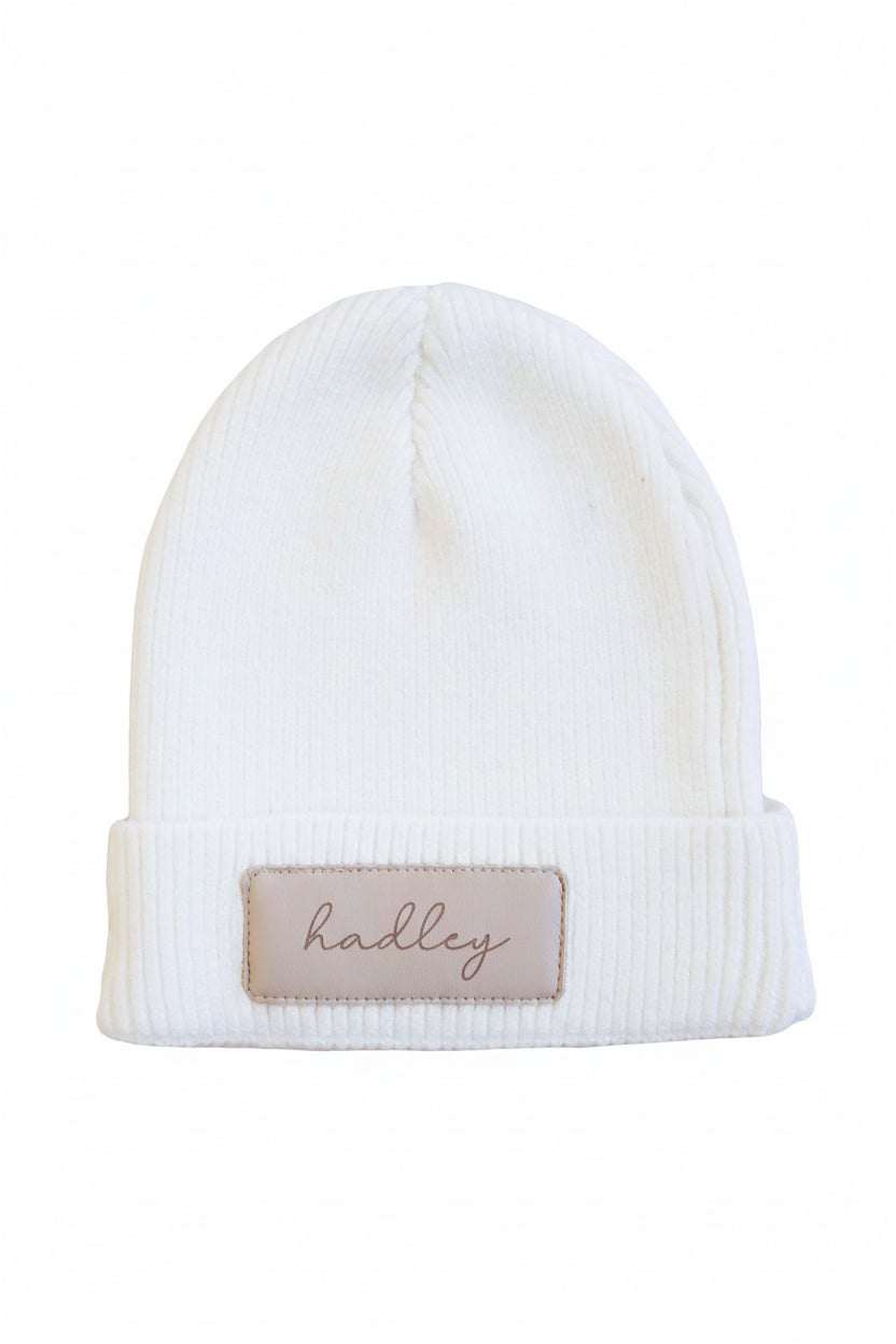 Personalized Leather Patch Beanie | All Colors