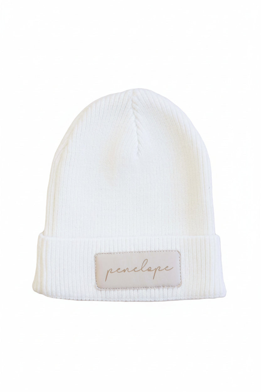 Personalized Leather Patch Beanie | All Colors