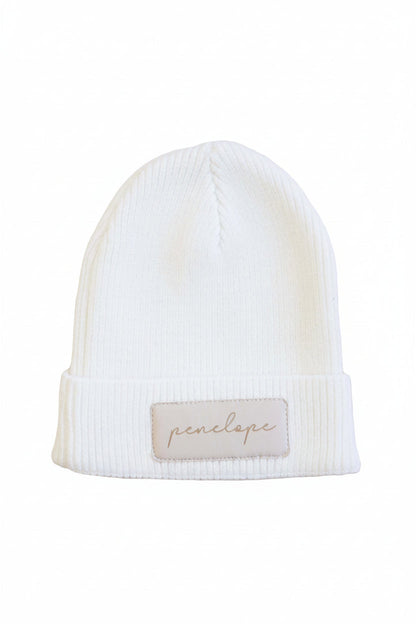 Personalized Leather Patch Beanie | All Colors