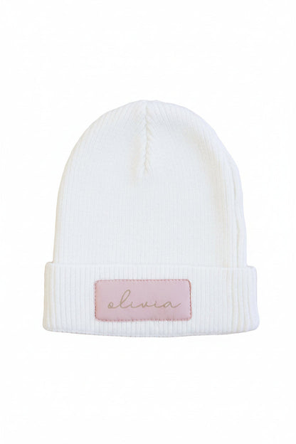 Personalized Leather Patch Beanie | All Colors