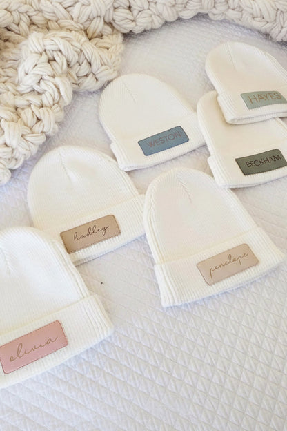 Personalized Leather Patch Beanie | All Colors