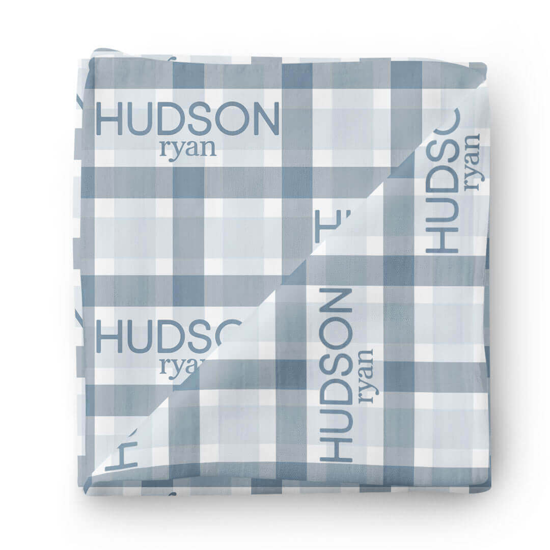 Paxton's Plaid Personalized Baby Name Swaddle Blanket