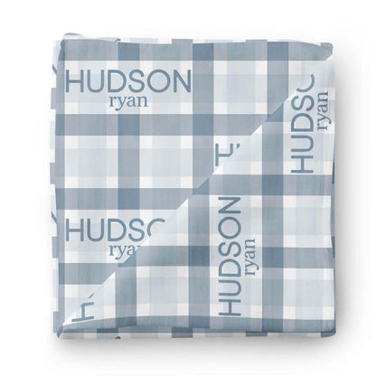Paxton's Plaid Personalized Baby Name Swaddle Blanket