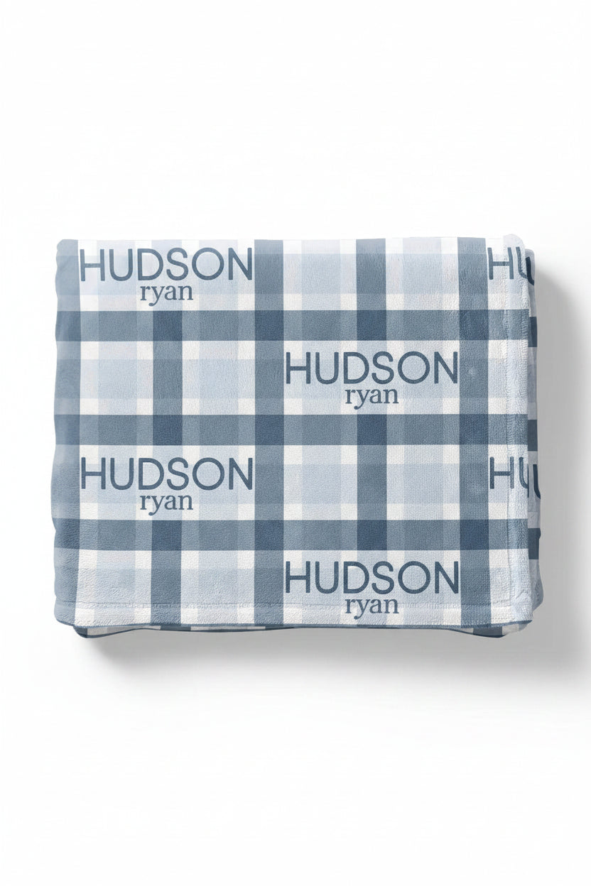 Paxton's Plaid Personalized Kids Blanket