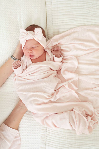 Pearl Pink Bamboo Waffle Oversized Swaddle Blanket