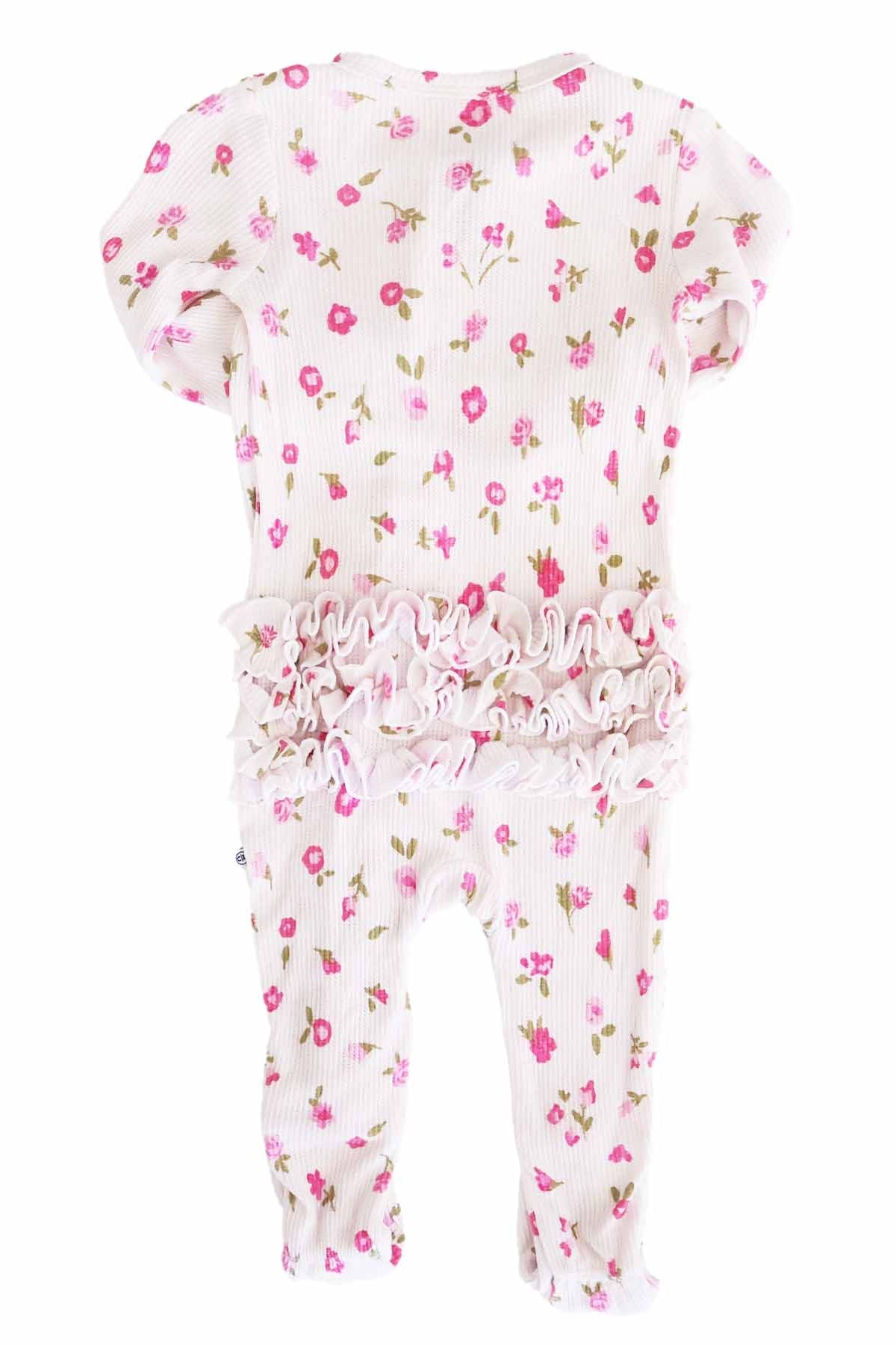 Penny's Posies Bamboo Waffle Ruffle Zipper Footie