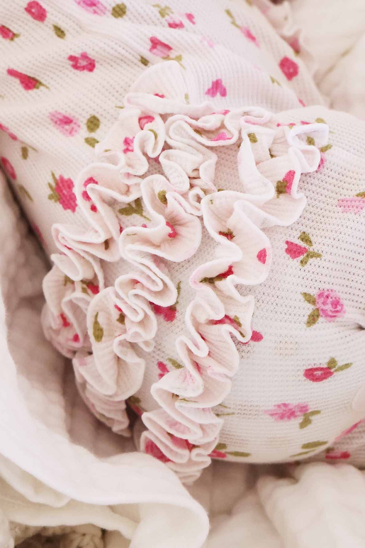 Penny's Posies Bamboo Waffle Ruffle Zipper Footie