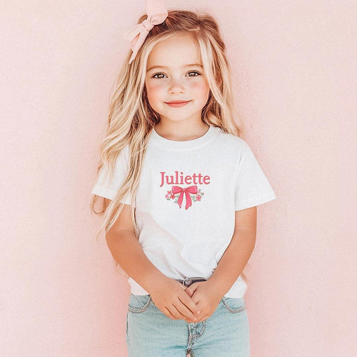 Personalized Bow Besties Kids Graphic Tee | White