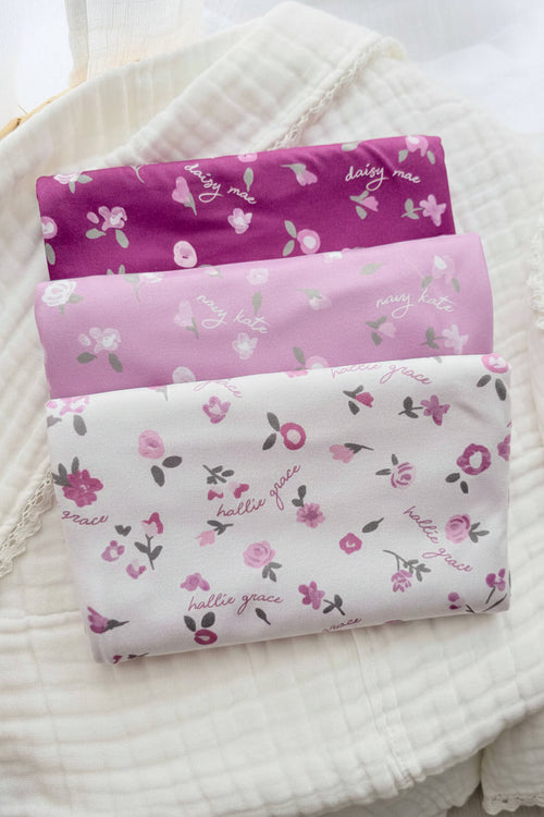 Personalized Baby Name Swaddle Blanket | Blush Blooms