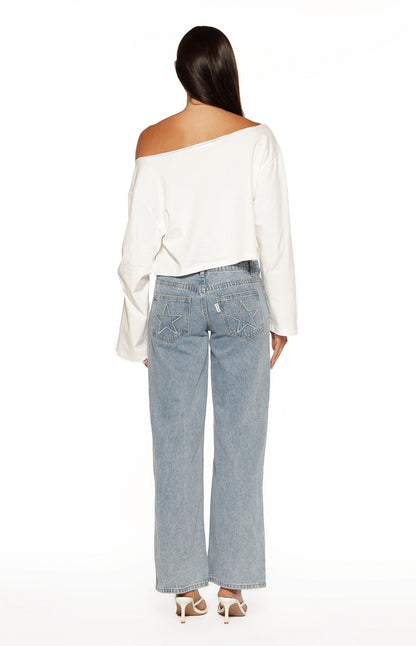 Phoenix White Off Shoulder Long Sleeve Top