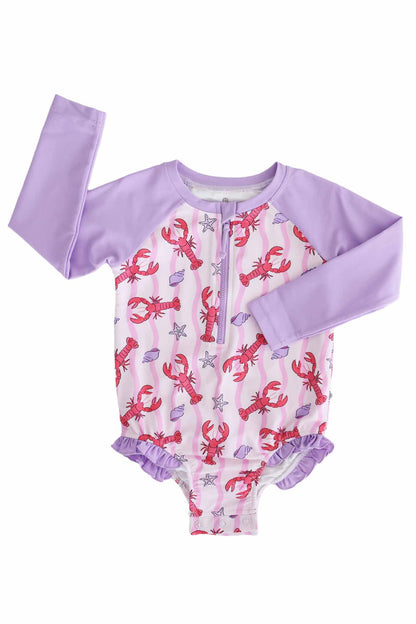 Long Sleeve Rash Guard with Front Zipper | Pinch Me Pink