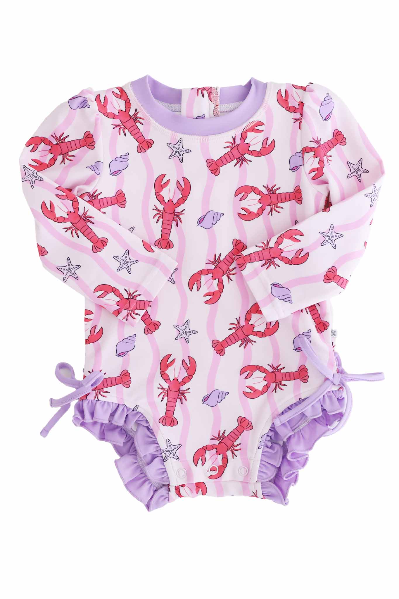 Long Sleeve Rash Guard With Ruffle Bottom | Pinch Me Pink