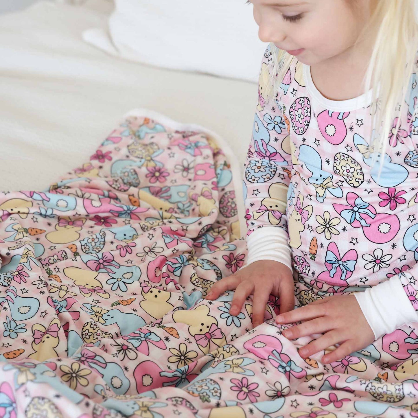 Cottontail Cuties Double Sided Bamboo Blanket | Pink
