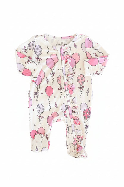 Party Time Ruffle Zipper Footie | Pink