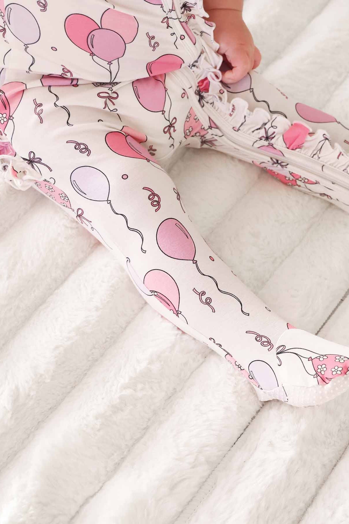 Party Time Ruffle Zipper Footie | Pink