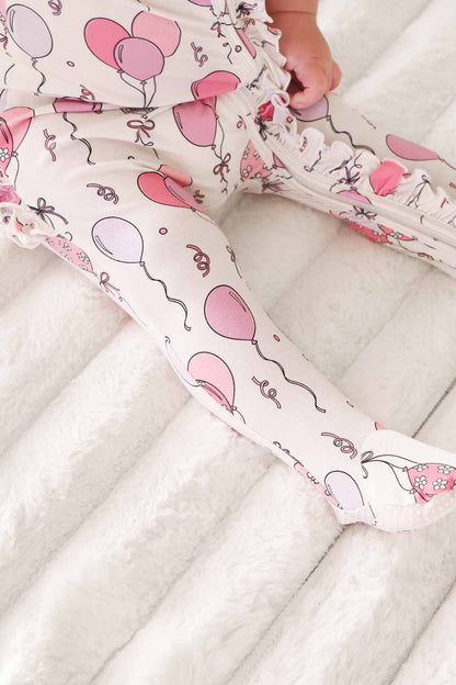 Party Time Ruffle Zipper Footie | Pink