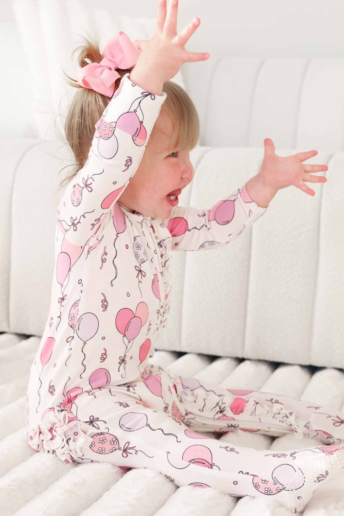 Party Time Ruffle Zipper Footie | Pink