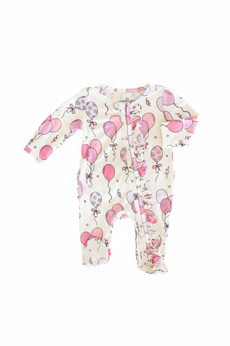 Party Time Ruffle Zipper Footie | Pink
