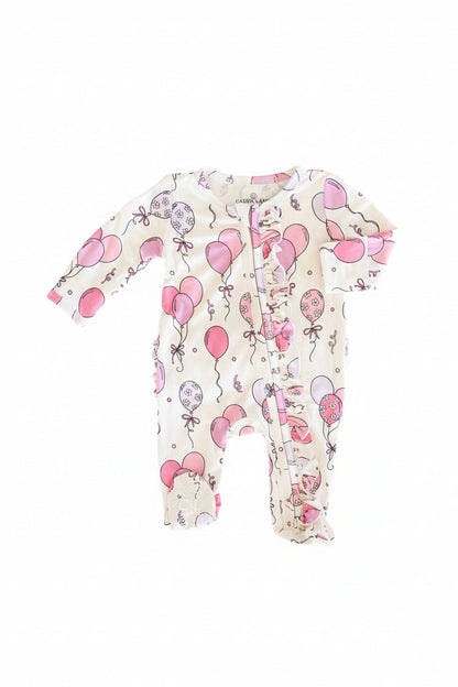 Party Time Ruffle Zipper Footie | Pink