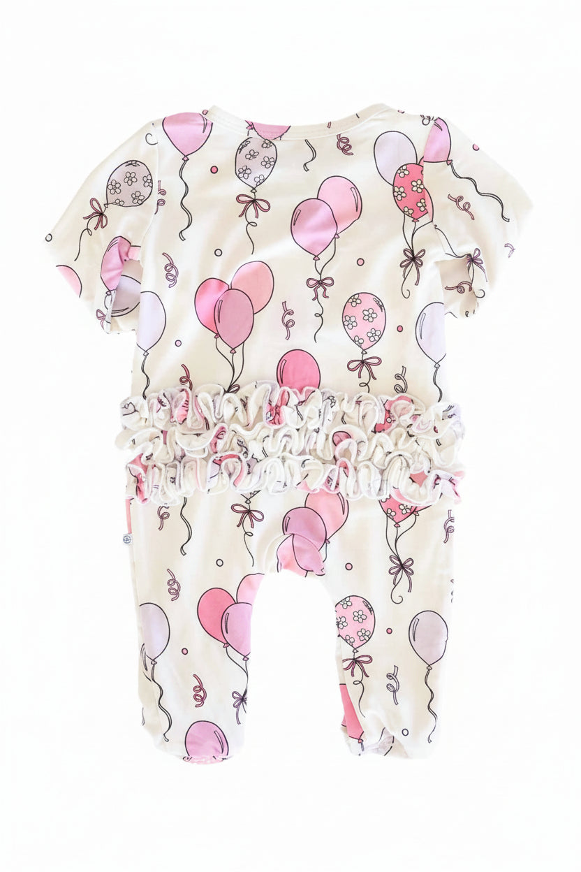 Party Time Ruffle Zipper Footie | Pink