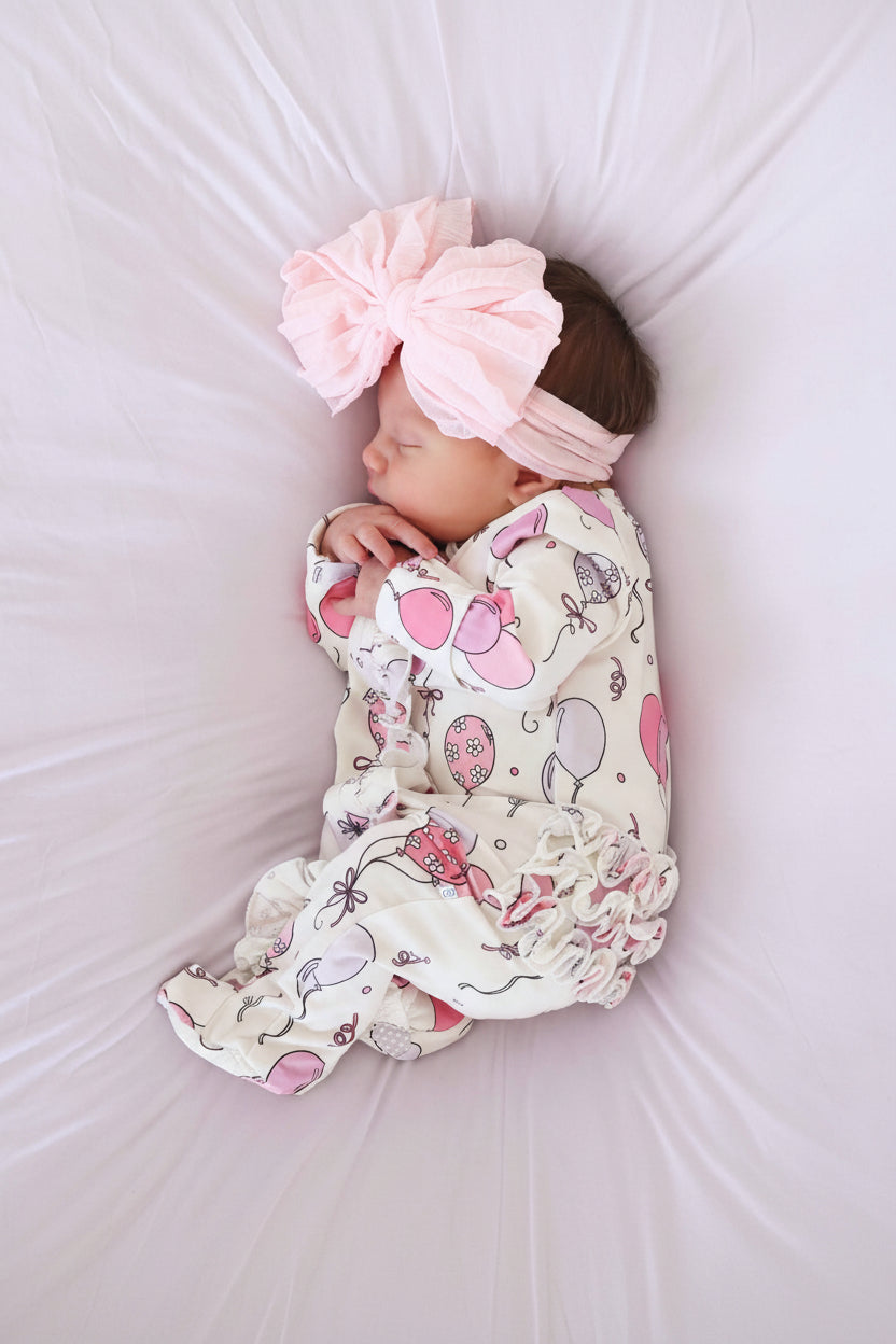 Party Time Ruffle Zipper Footie | Pink