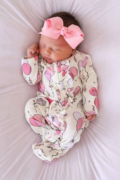 Party Time Ruffle Zipper Footie | Pink