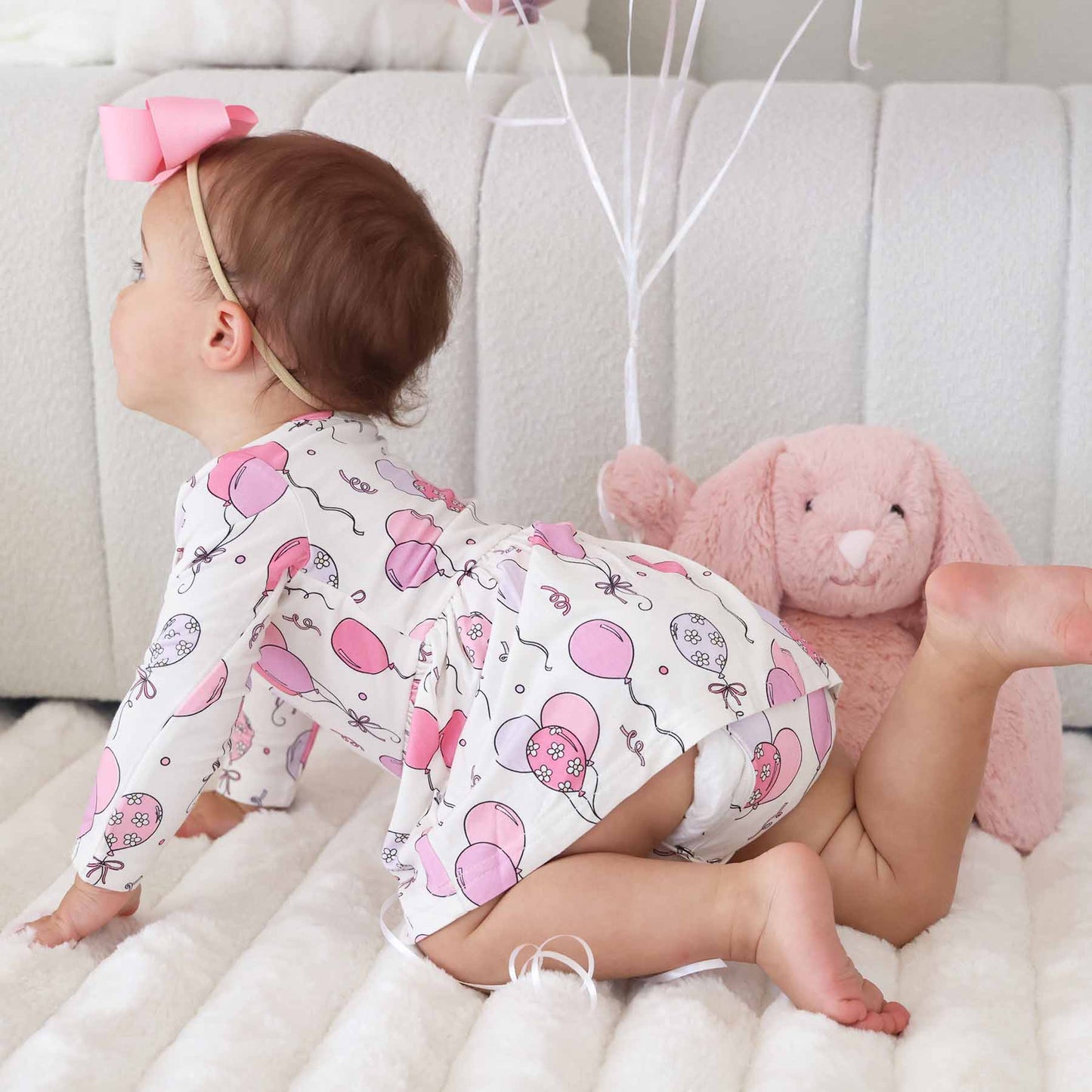Long Sleeve Twirl Bodysuit | Party Time Pink
