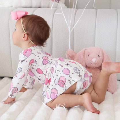 Long Sleeve Twirl Bodysuit | Party Time Pink