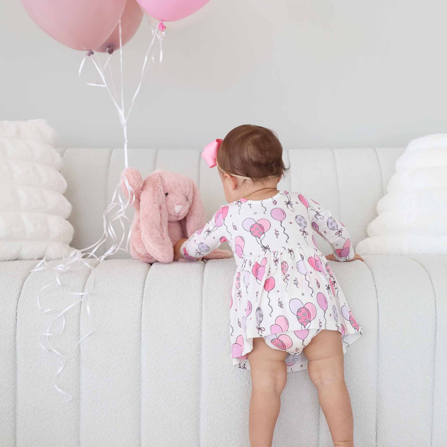 Long Sleeve Twirl Bodysuit | Party Time Pink