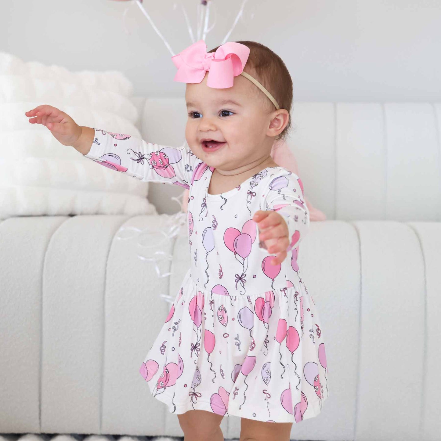 Long Sleeve Twirl Bodysuit | Party Time Pink