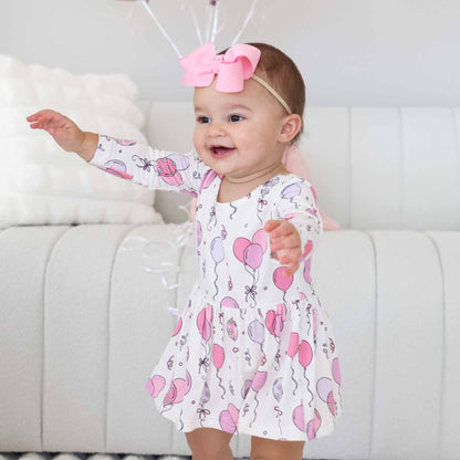 Long Sleeve Twirl Bodysuit | Party Time Pink