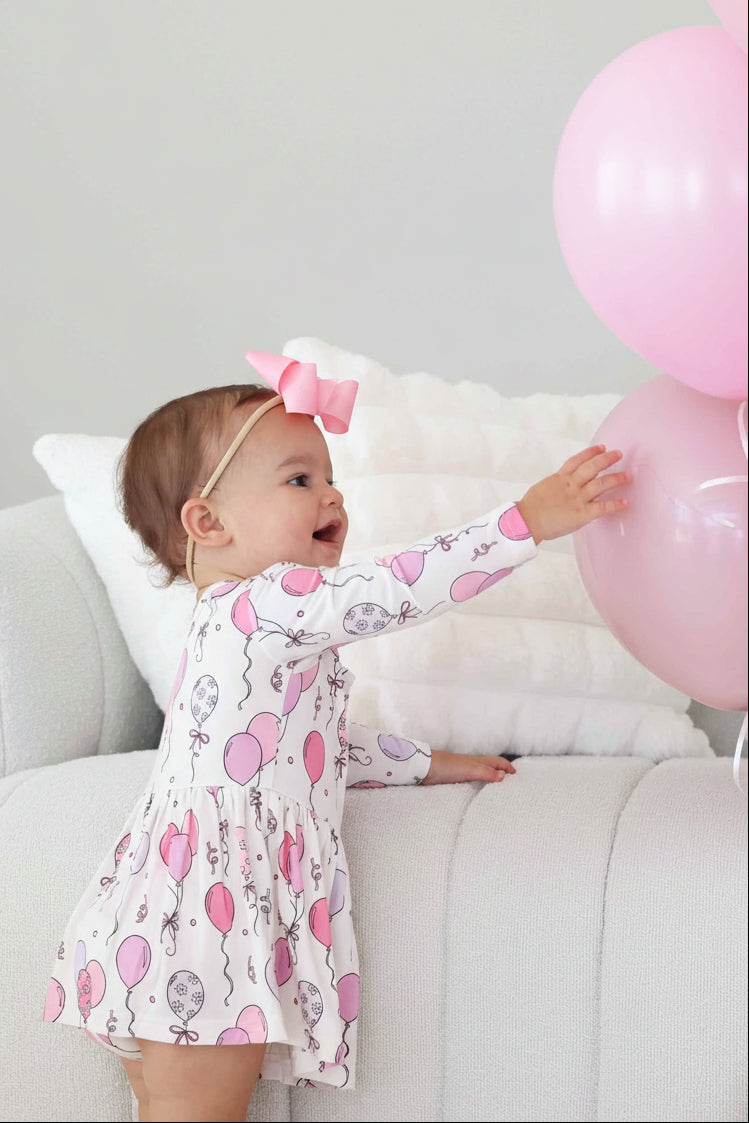 Long Sleeve Twirl Bodysuit | Party Time Pink