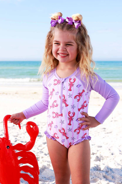 Long Sleeve Rash Guard with Front Zipper | Pinch Me Pink
