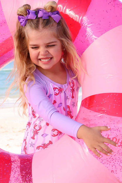 Long Sleeve Rash Guard with Front Zipper | Pinch Me Pink