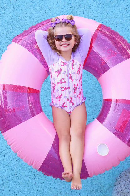 Long Sleeve Rash Guard with Front Zipper | Pinch Me Pink