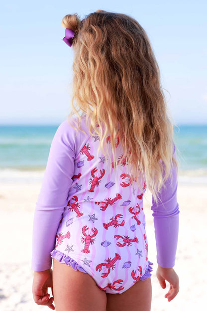 Long Sleeve Rash Guard with Front Zipper | Pinch Me Pink
