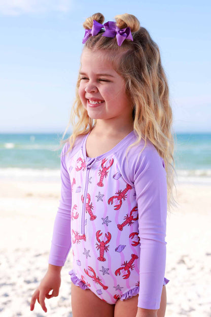Long Sleeve Rash Guard with Front Zipper | Pinch Me Pink