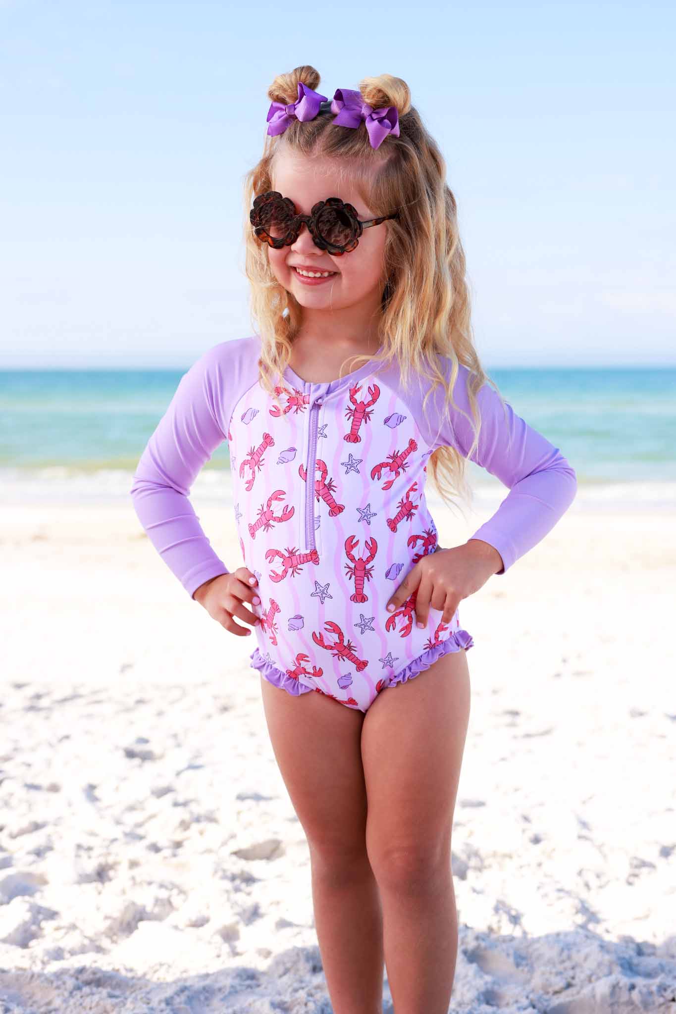 Long Sleeve Rash Guard with Front Zipper | Pinch Me Pink