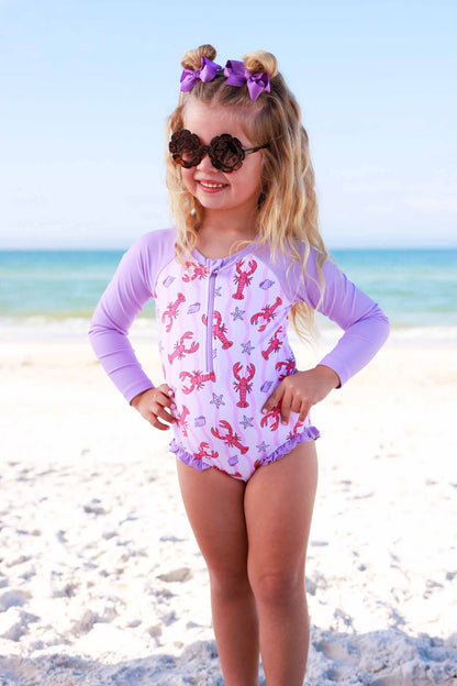 Long Sleeve Rash Guard with Front Zipper | Pinch Me Pink