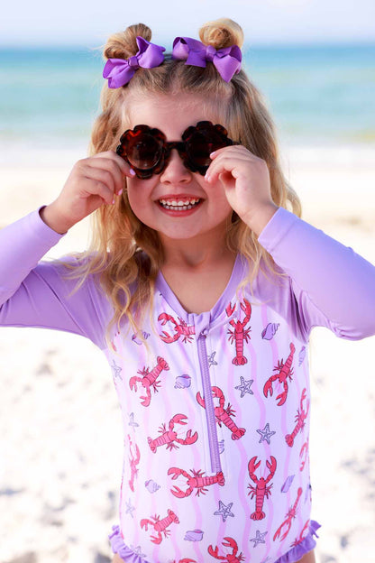 Long Sleeve Rash Guard with Front Zipper | Pinch Me Pink