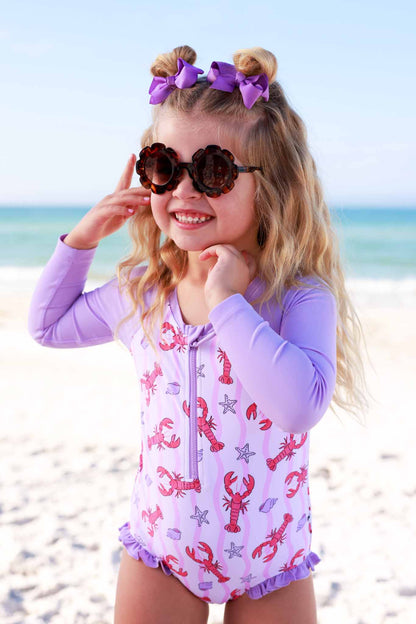 Long Sleeve Rash Guard with Front Zipper | Pinch Me Pink