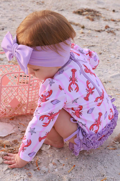 Long Sleeve Rash Guard With Ruffle Bottom | Pinch Me Pink