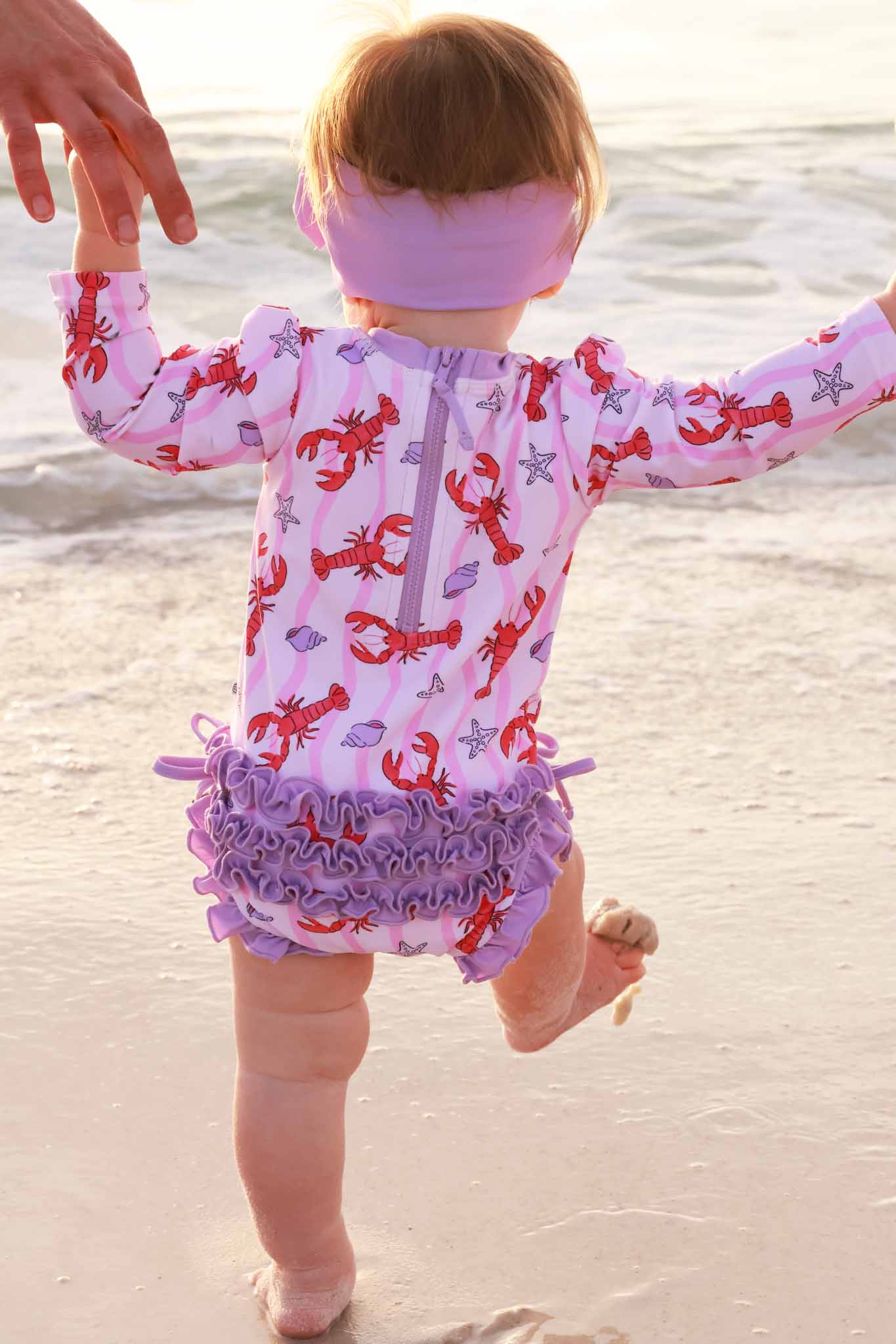 Long Sleeve Rash Guard With Ruffle Bottom | Pinch Me Pink