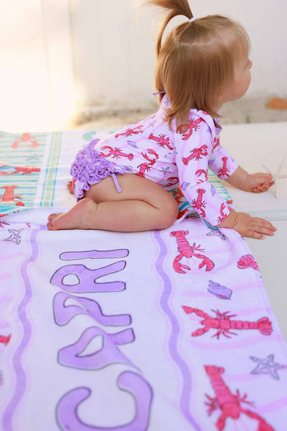Long Sleeve Rash Guard With Ruffle Bottom | Pinch Me Pink