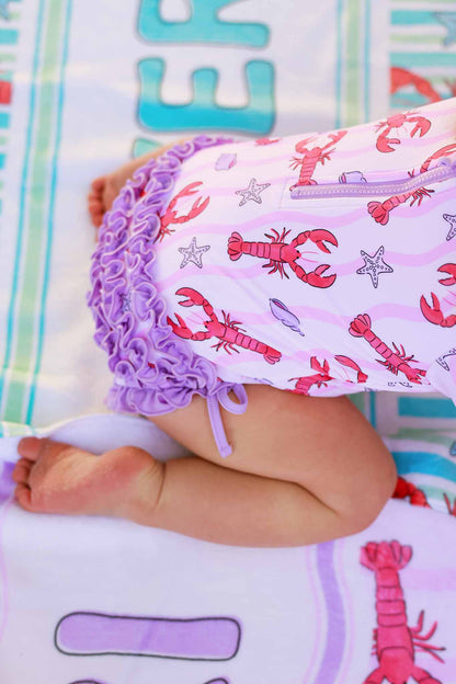 Long Sleeve Rash Guard With Ruffle Bottom | Pinch Me Pink