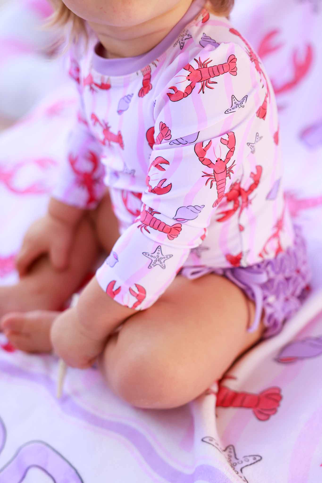 Long Sleeve Rash Guard With Ruffle Bottom | Pinch Me Pink