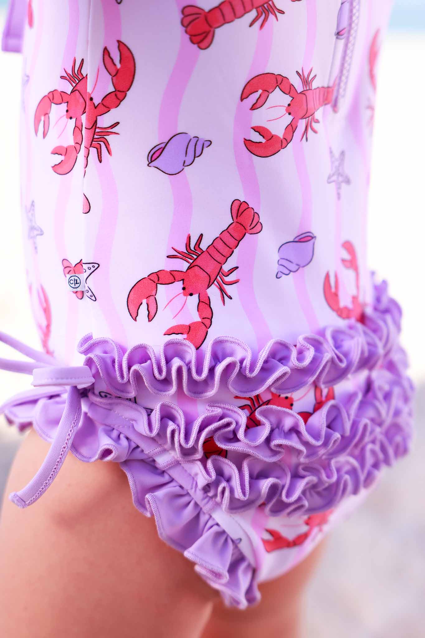 Long Sleeve Rash Guard With Ruffle Bottom | Pinch Me Pink