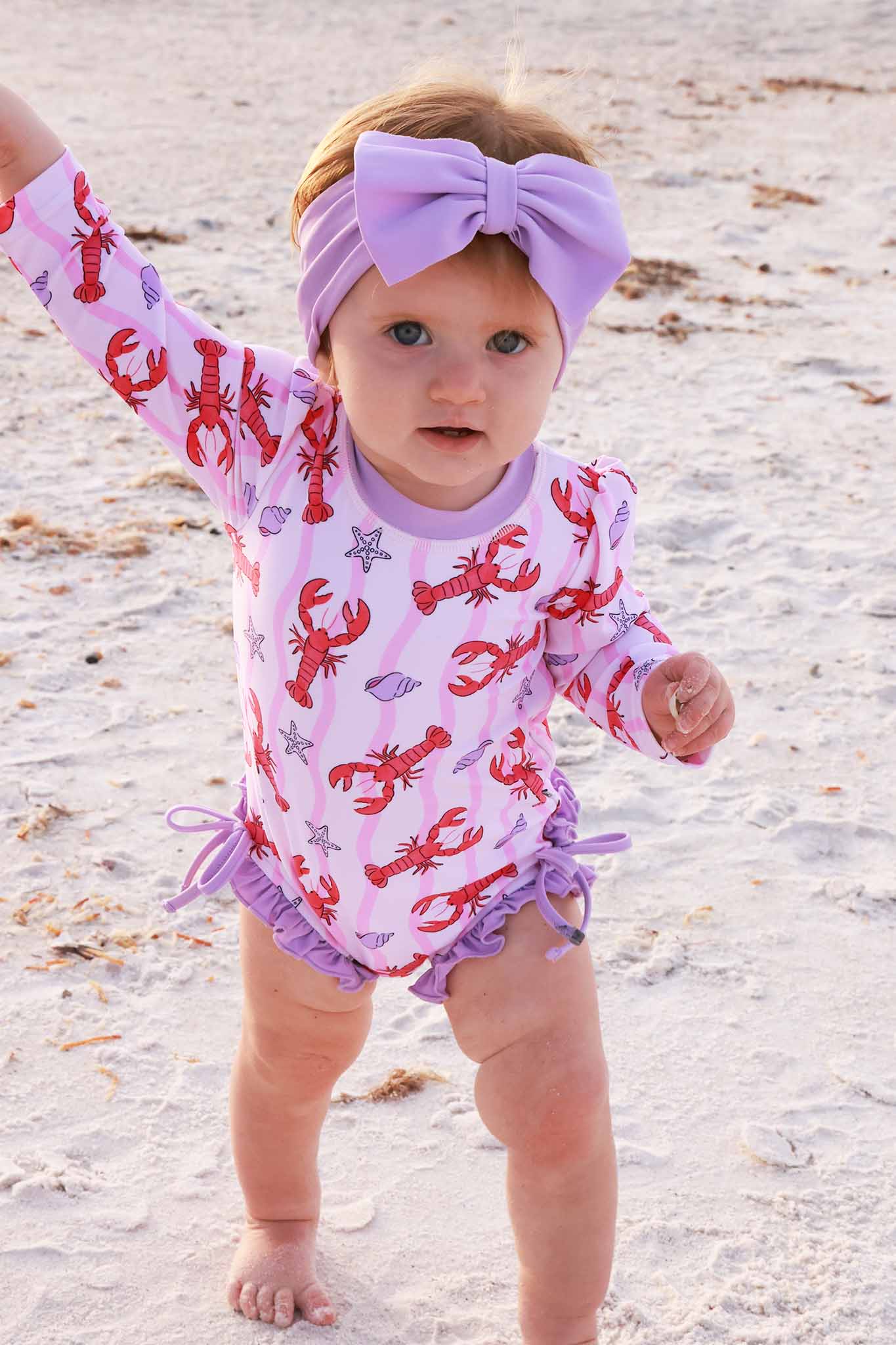 Long Sleeve Rash Guard With Ruffle Bottom | Pinch Me Pink